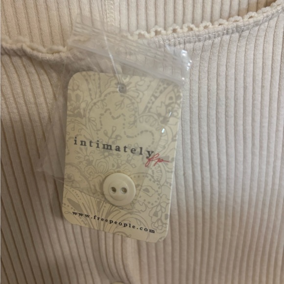 Free People Intimately Ivory Ribbed Button Front Top spring summer NWT basic - Picture 8 of 12